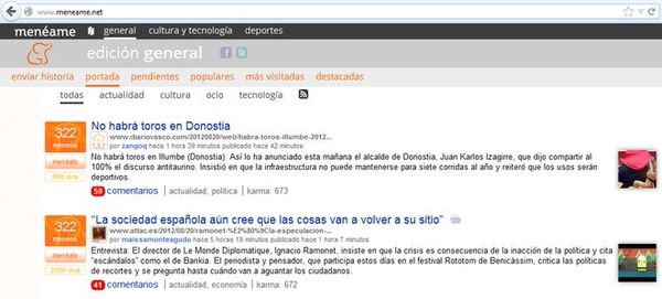 Cómo llegar a la portada de Meneame